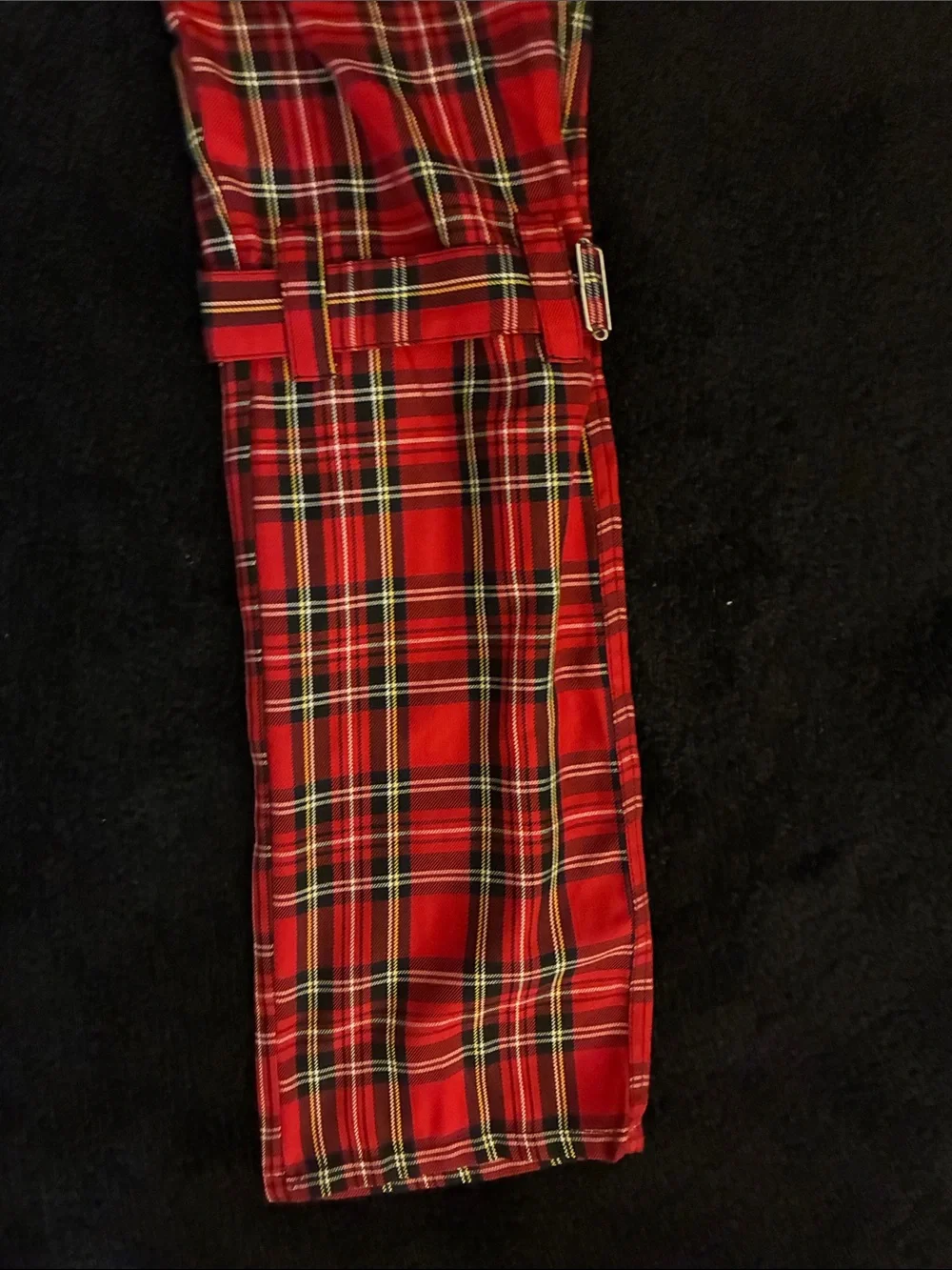 Tripp NYC Mens Red Plaid Kilt Style Punk Bondage Pants Size 30 Kilt Removable